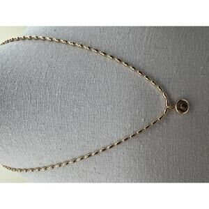 Gold Tone Motf Brand Necklace with Round Tigers Eye Pendant